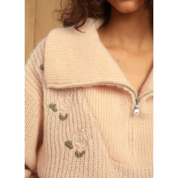 ROUJE PARIS Favin Mohair Wool Half Zip Retro Vintage Sweater Made Italy 34 $265 - Picture 11 of 12
